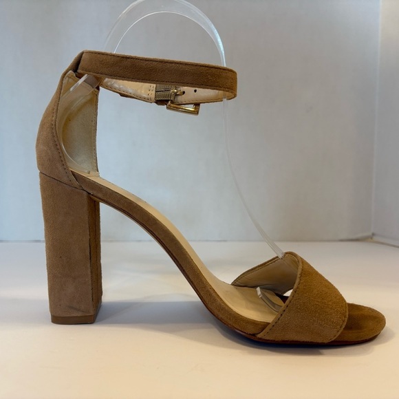Nine West tan leather block heel open toe heels sandals size 7 M - Picture 5 of 11